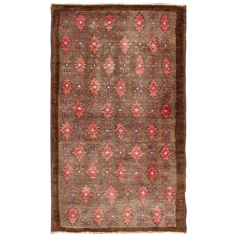 Vintage Turkish Rug with Small-Scale Repeating Pattern and Modern ...