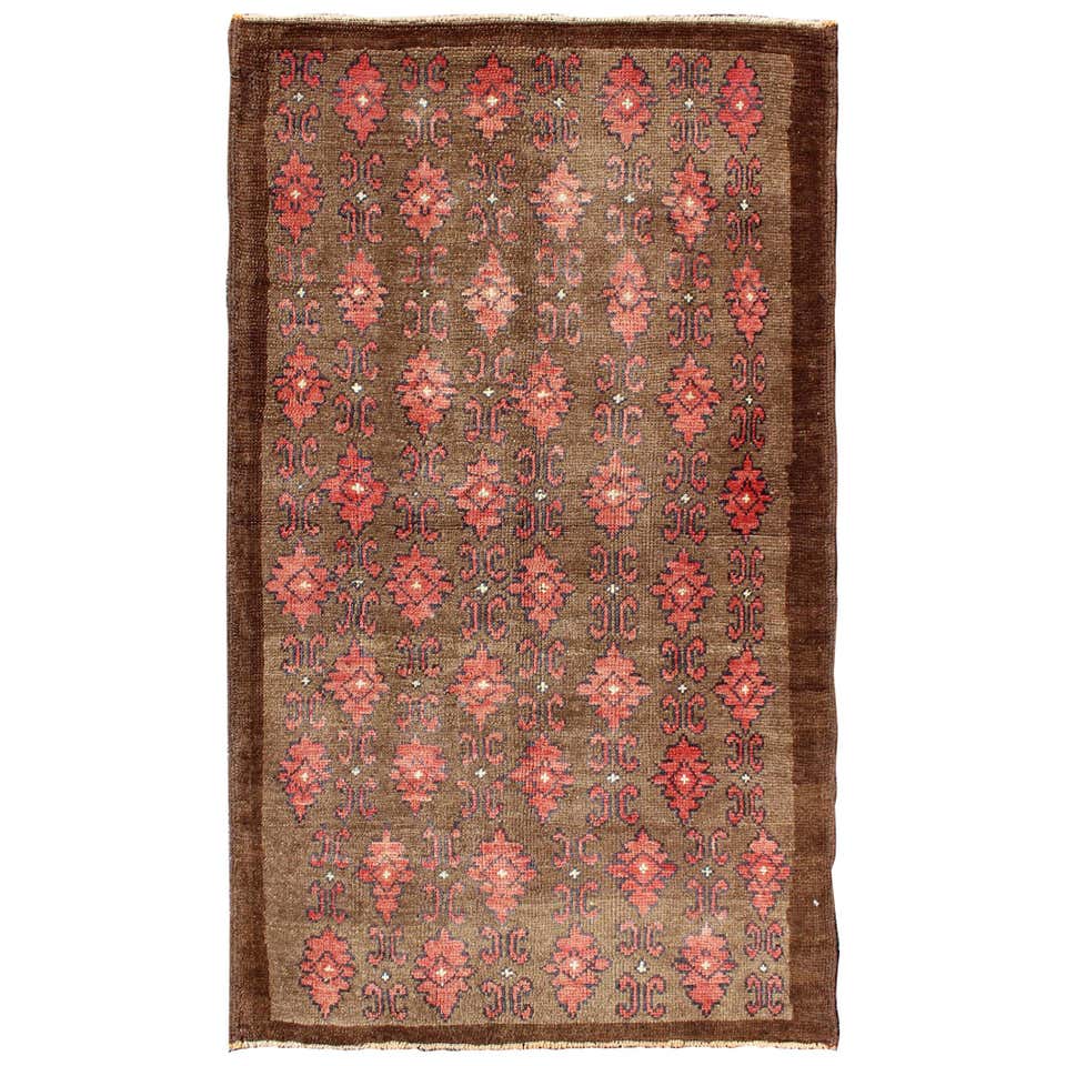Vintage Turkish Rug with Small-Scale Repeating Pattern and Modern ...