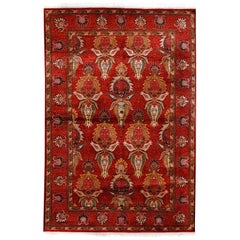 Red and Burgundy Handmade Silk Distressed Anatolian Hereke Rug