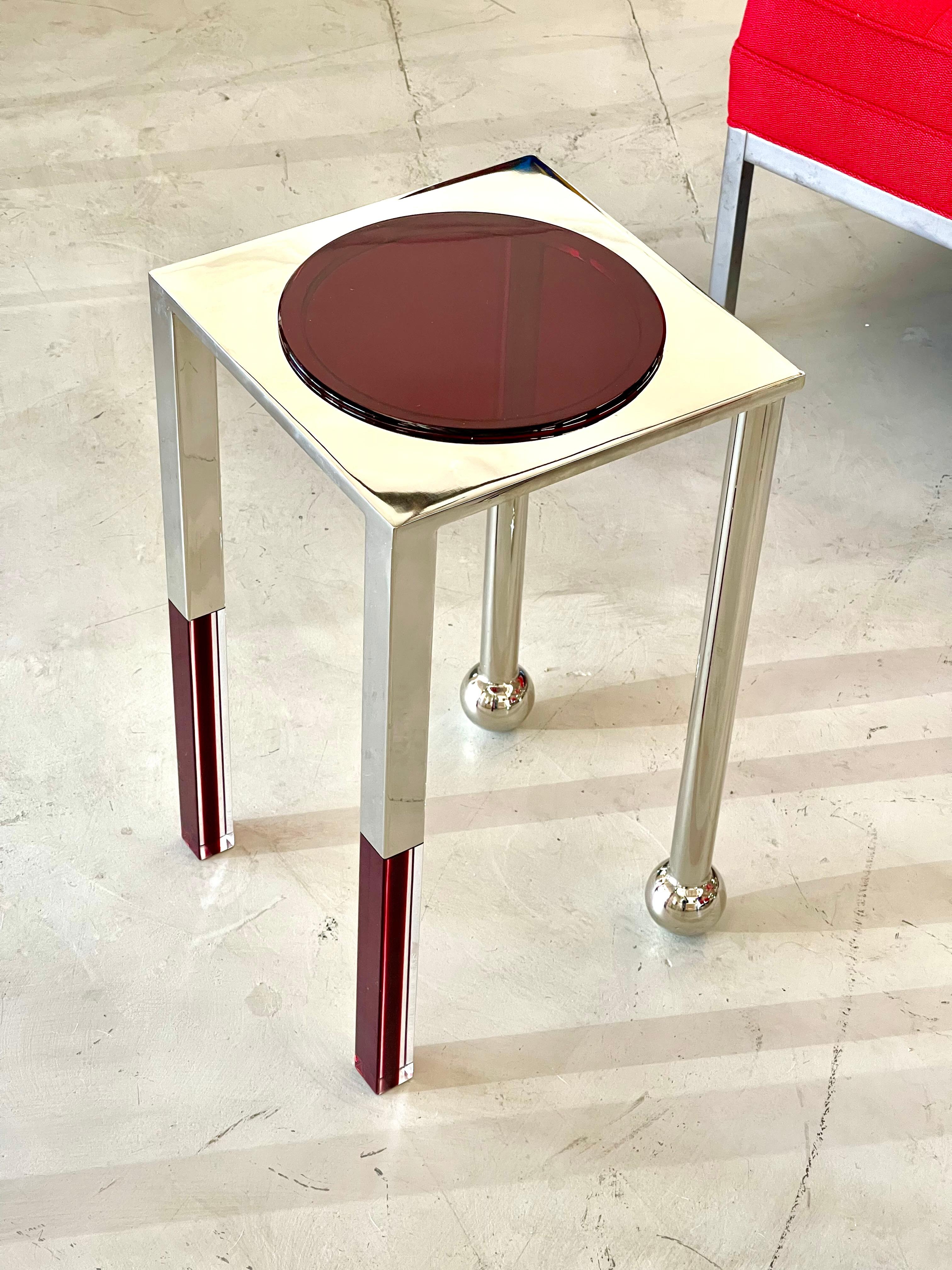 Contemporary Red and Clear Sculptural Charles Hollis Jones Table