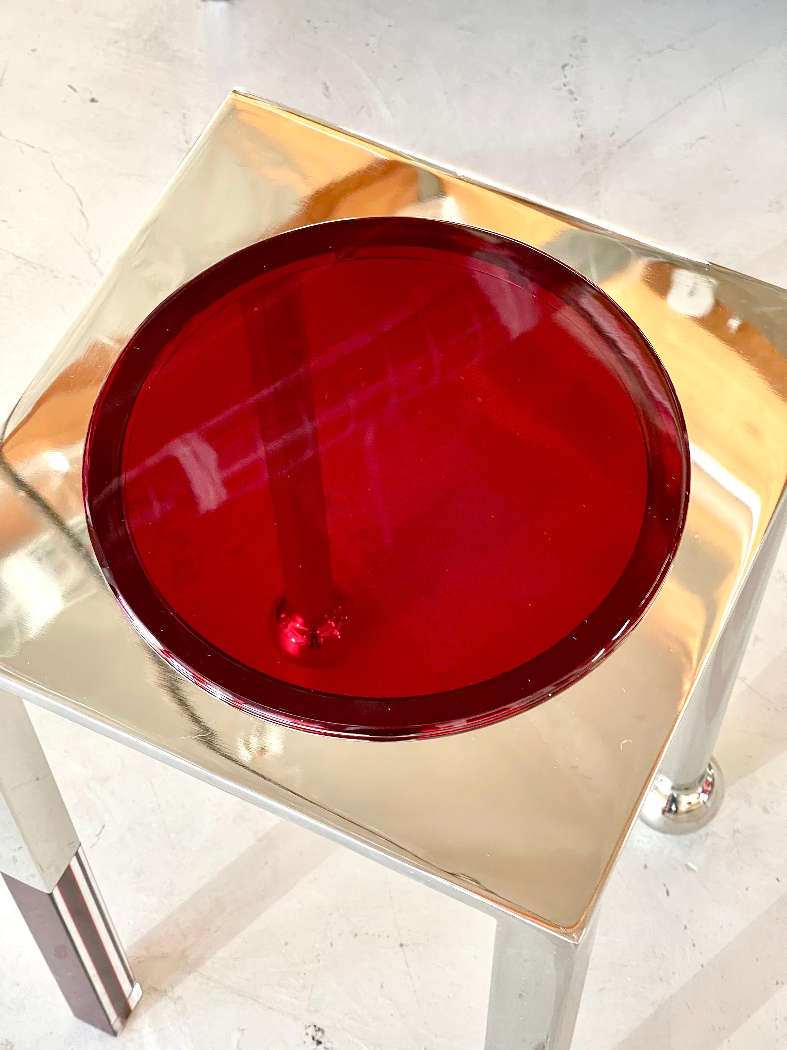 Lucite Red and Clear Sculptural Charles Hollis Jones Table