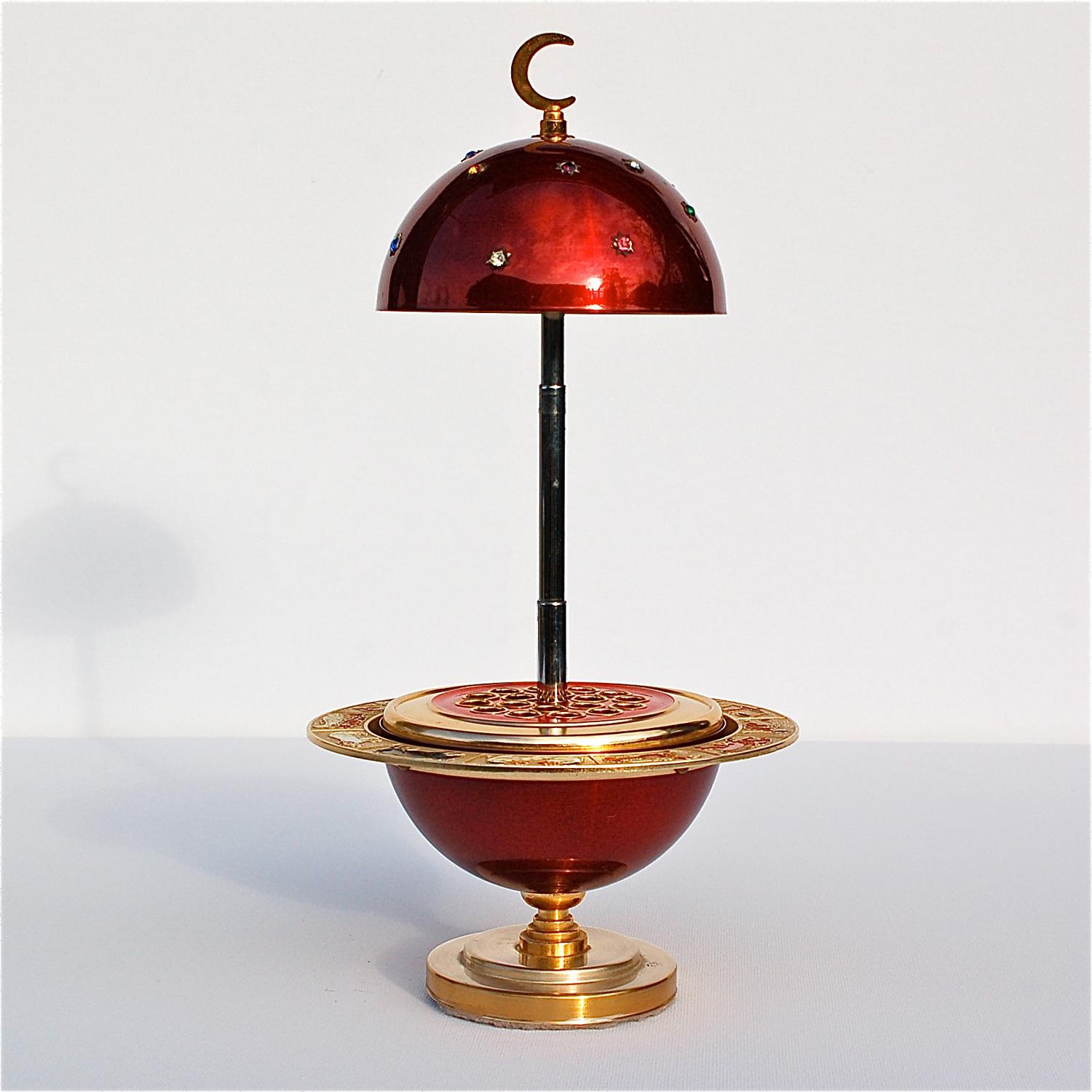 English Red and Gold Colored Novelty Zodiac Globe Cigarette Holder, 1960s