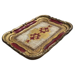 Plateau Florentine rouge et or