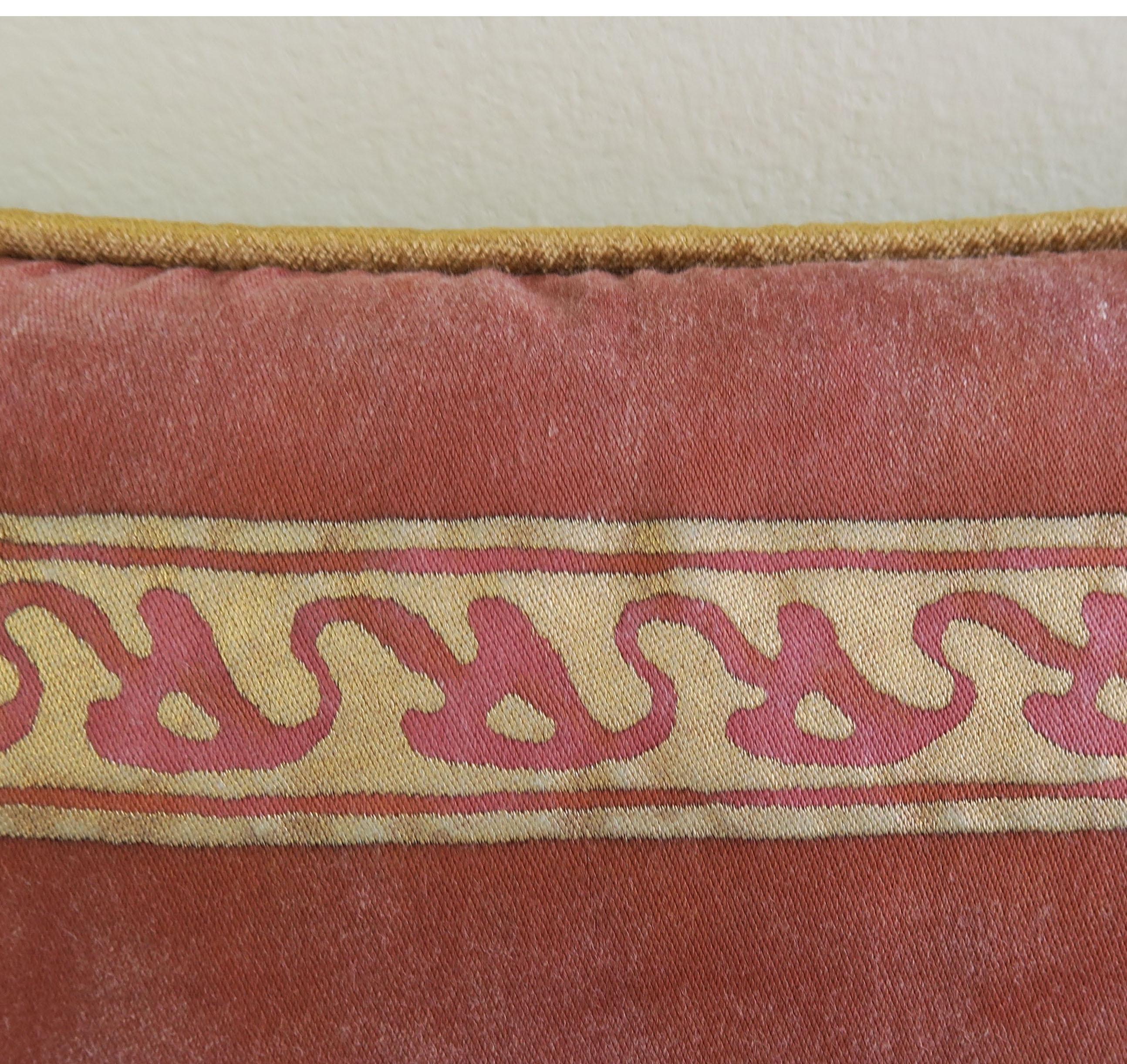 Rococo Red and Gold Fortuny Pillows, Pair