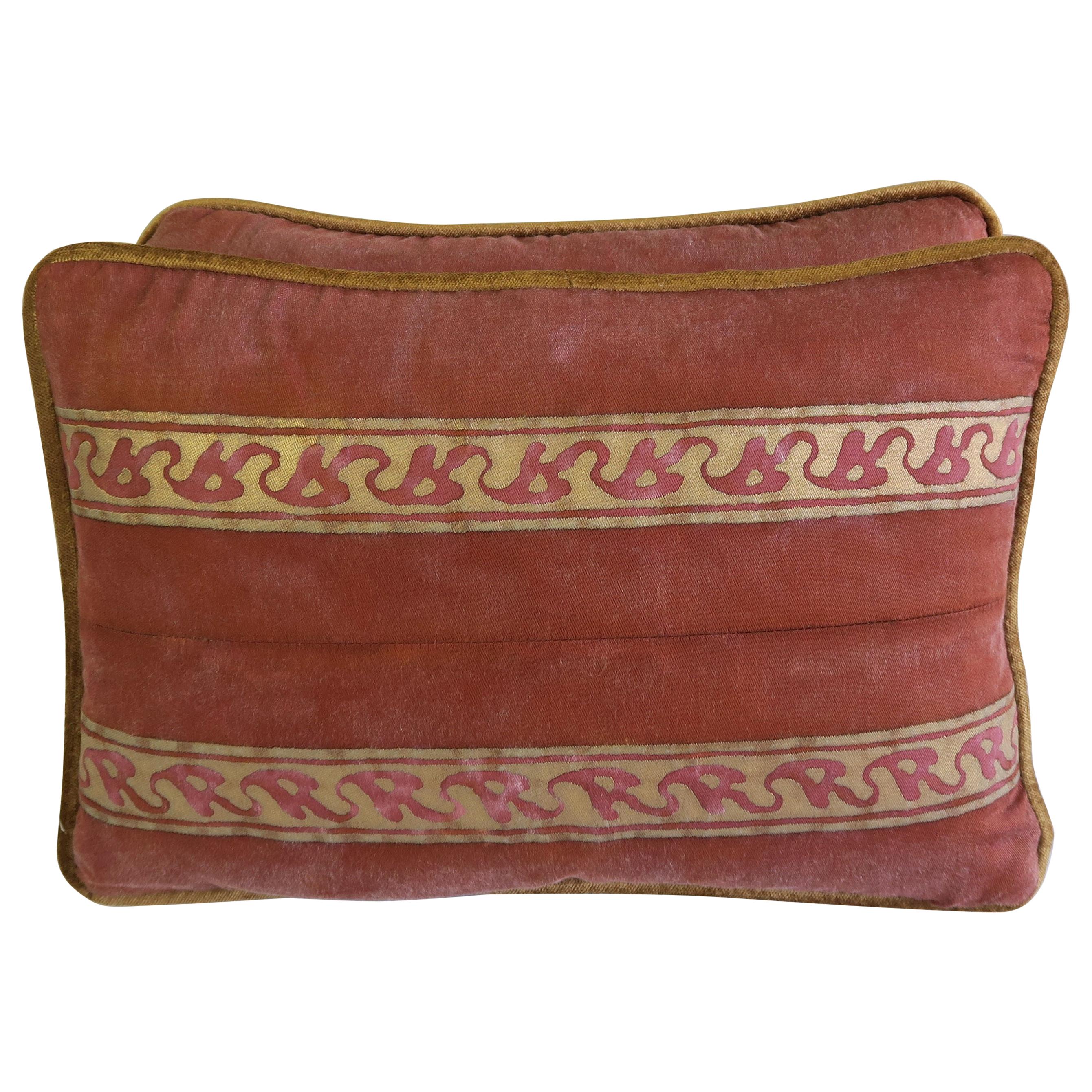 Red and Gold Fortuny Pillows, Pair