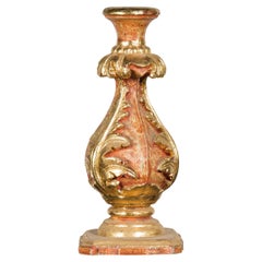 Retro Red and Gold Gilt Indian Acanthus Carved Finial Drilled to Be Made into a Lamp