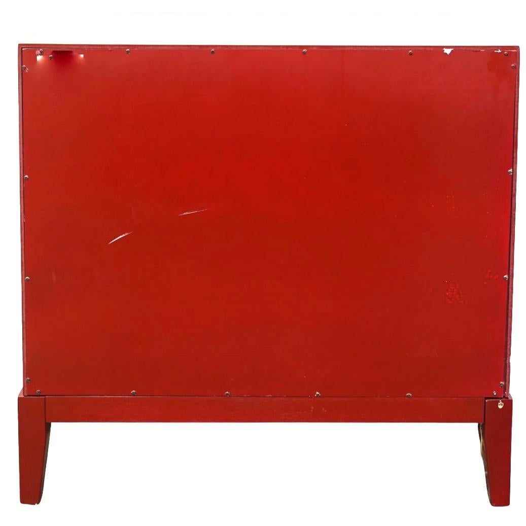 Contemporary Red and Gold Lacquer Carved Wood Cabinet For Sale