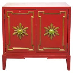 Rot und Gold Lack geschnitzt Wood Cabinet