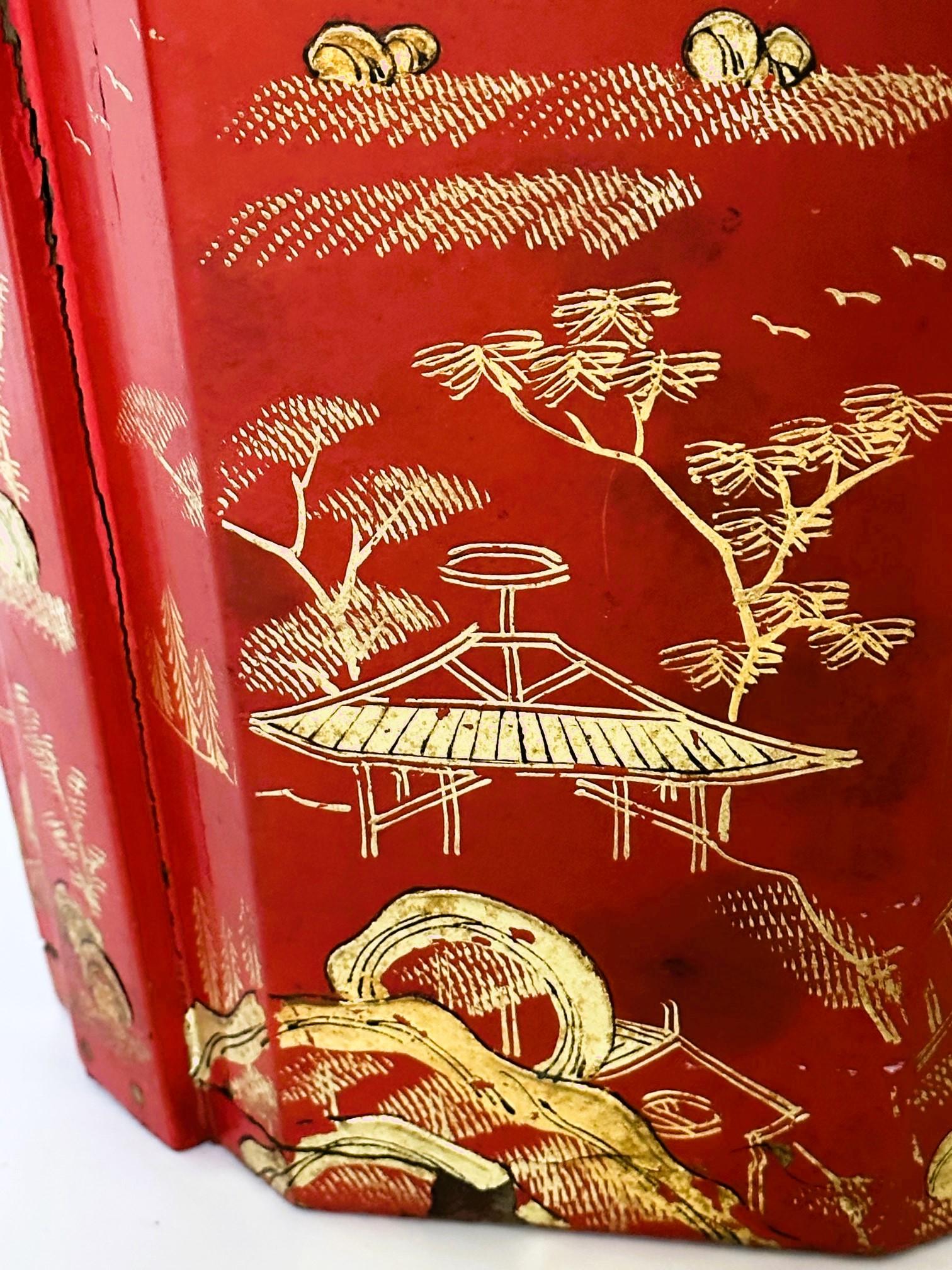 Red and Gold Lacquer Portable Tea Bucket and Cover Ryukyu Kingdom Okinawa For Sale 3
