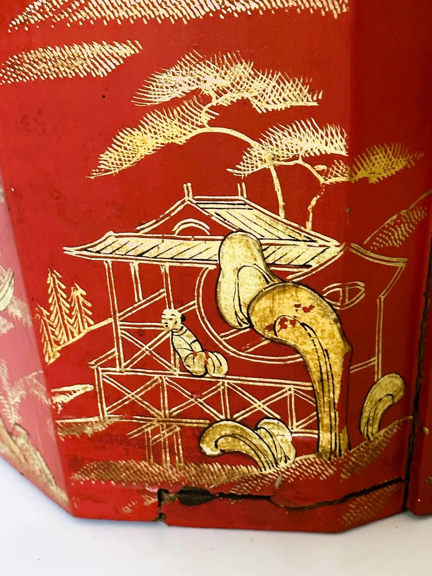 Red and Gold Lacquer Portable Tea Bucket and Cover Ryukyu Kingdom Okinawa For Sale 5