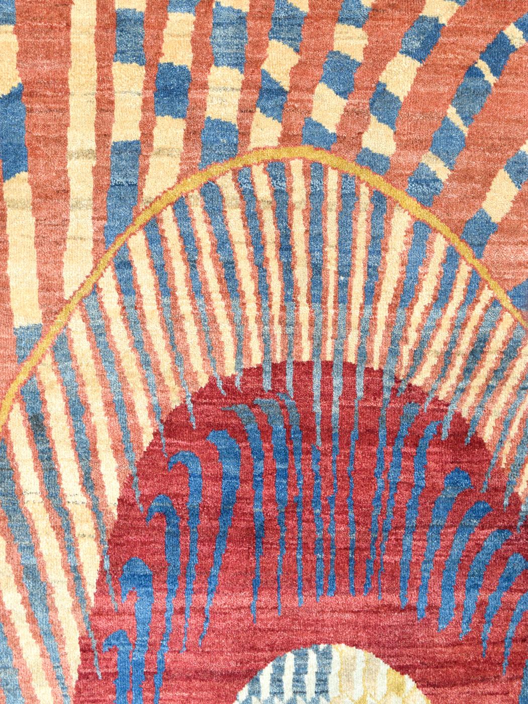 Roter und goldener Orley Shabahang „Heart of the Flame“ Moderner persischer Teppich, 5' x 7' (Pflanzlich gefärbt) im Angebot