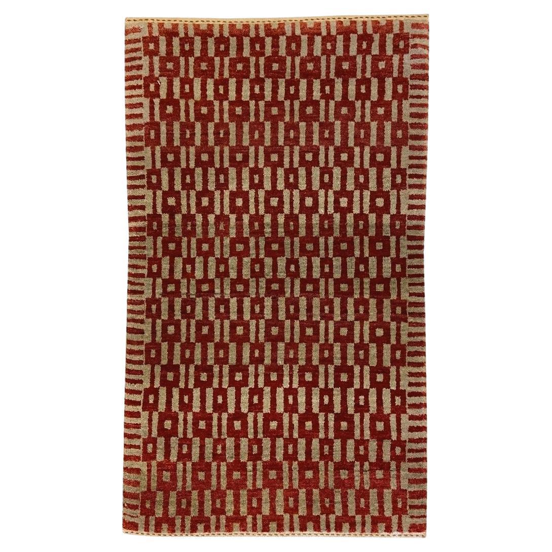 Red and Gray Art Deco "Windows" Geometric Rug by Orley Shabahang, 2' x 3'