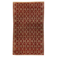 Red and Gray Art Deco "Windows" Geometric Rug by Orley Shabahang, 2' x 3'