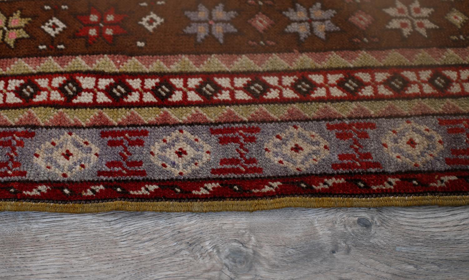 Red and Gray Handmade Wool Turkish Old Anatolian Konya Distressed Rug In Excellent Condition For Sale In North Bergen, NJ