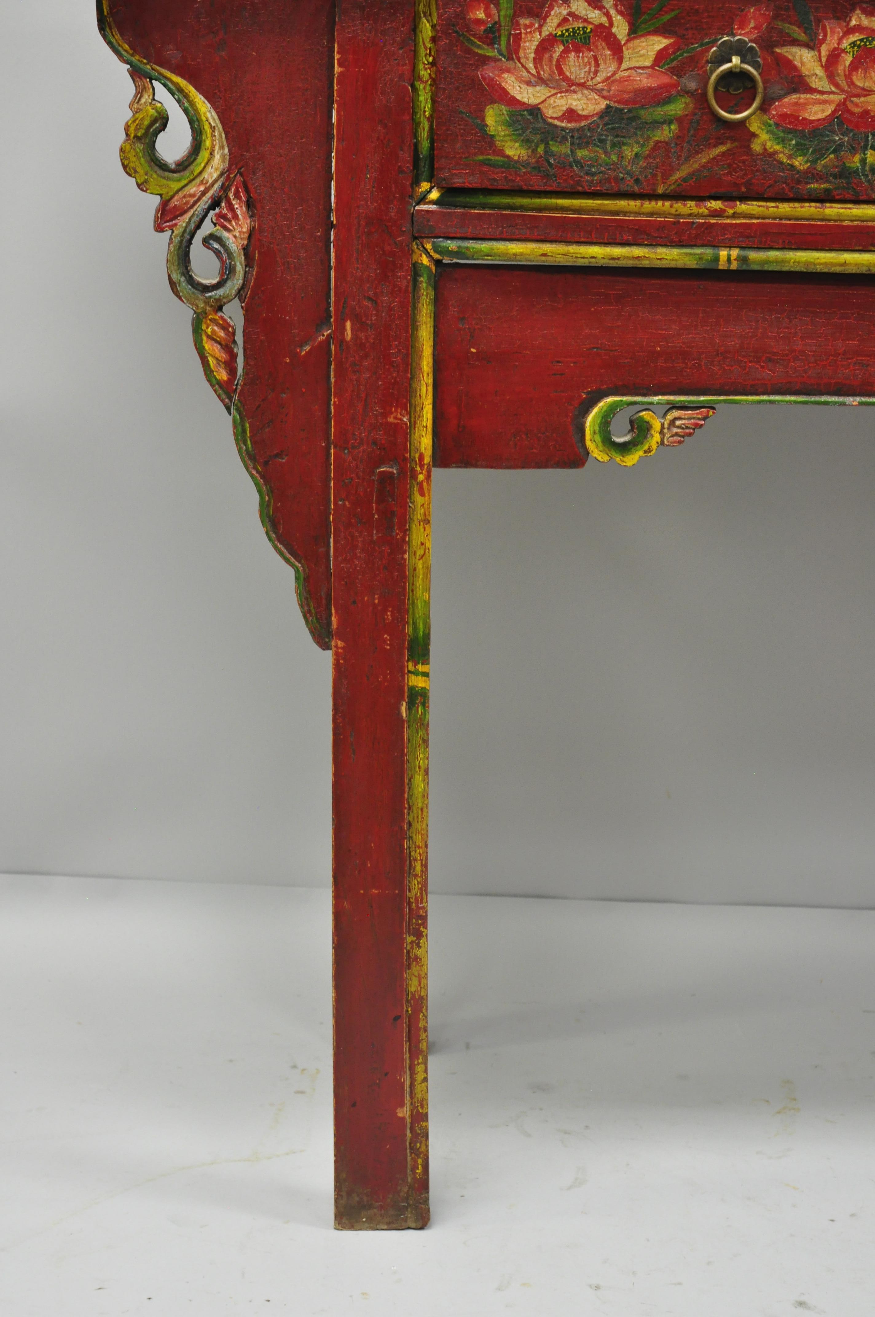red console table