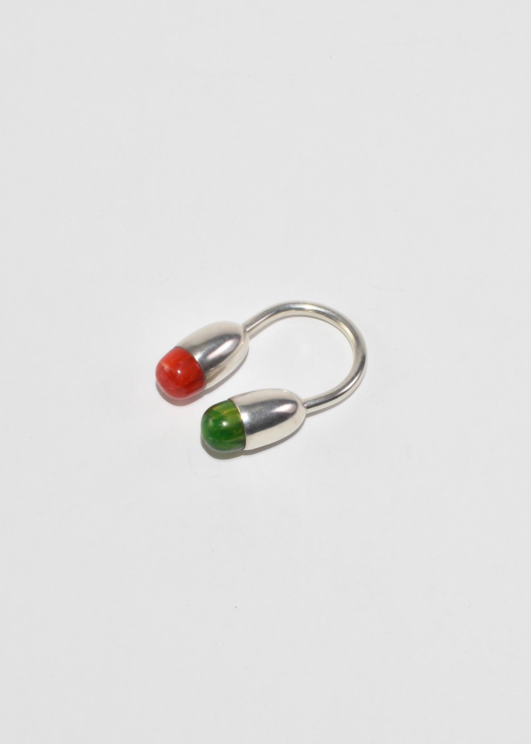 20th Century Red and Green Key Ring For Sale