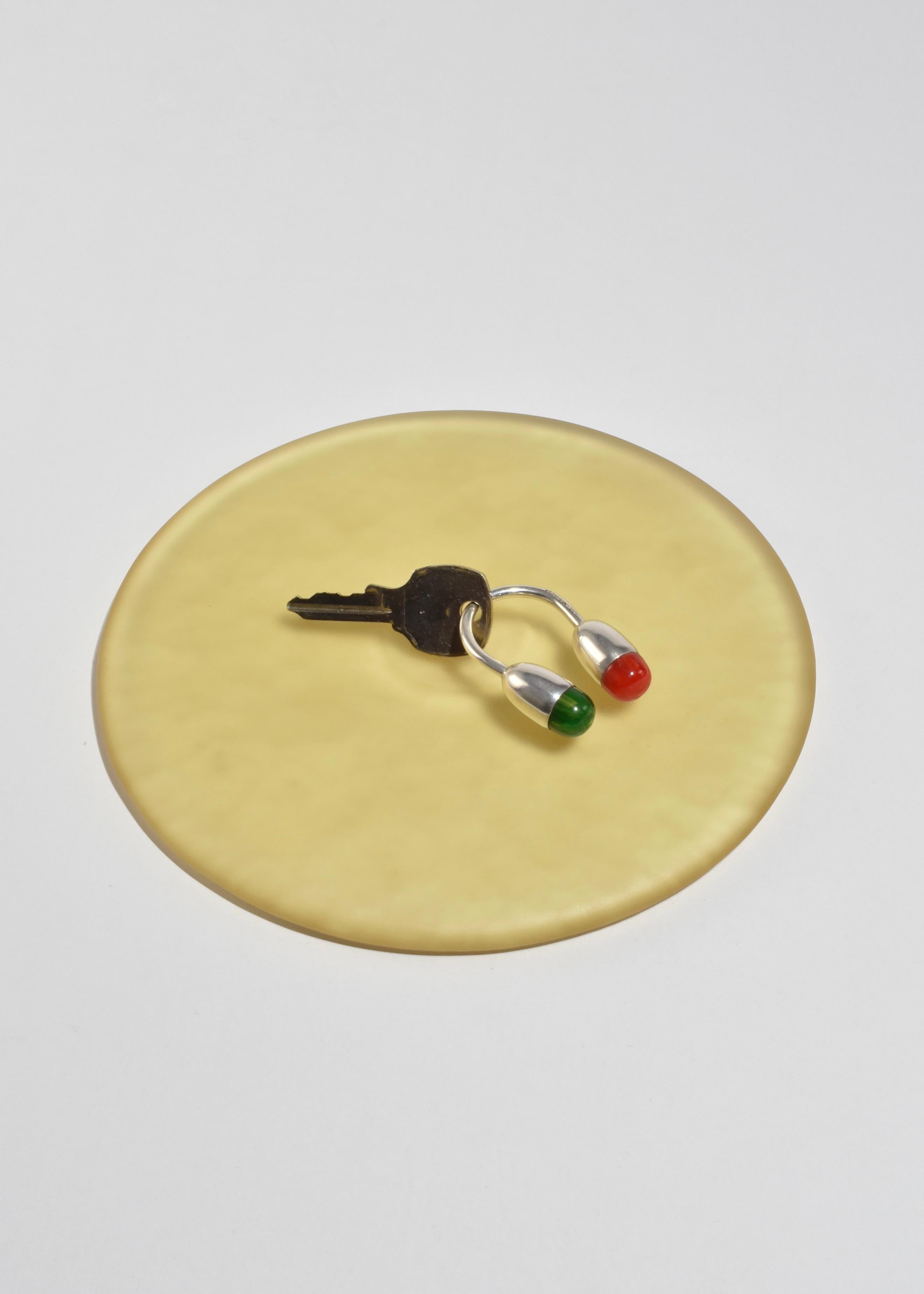Sterling Silver Red and Green Key Ring For Sale
