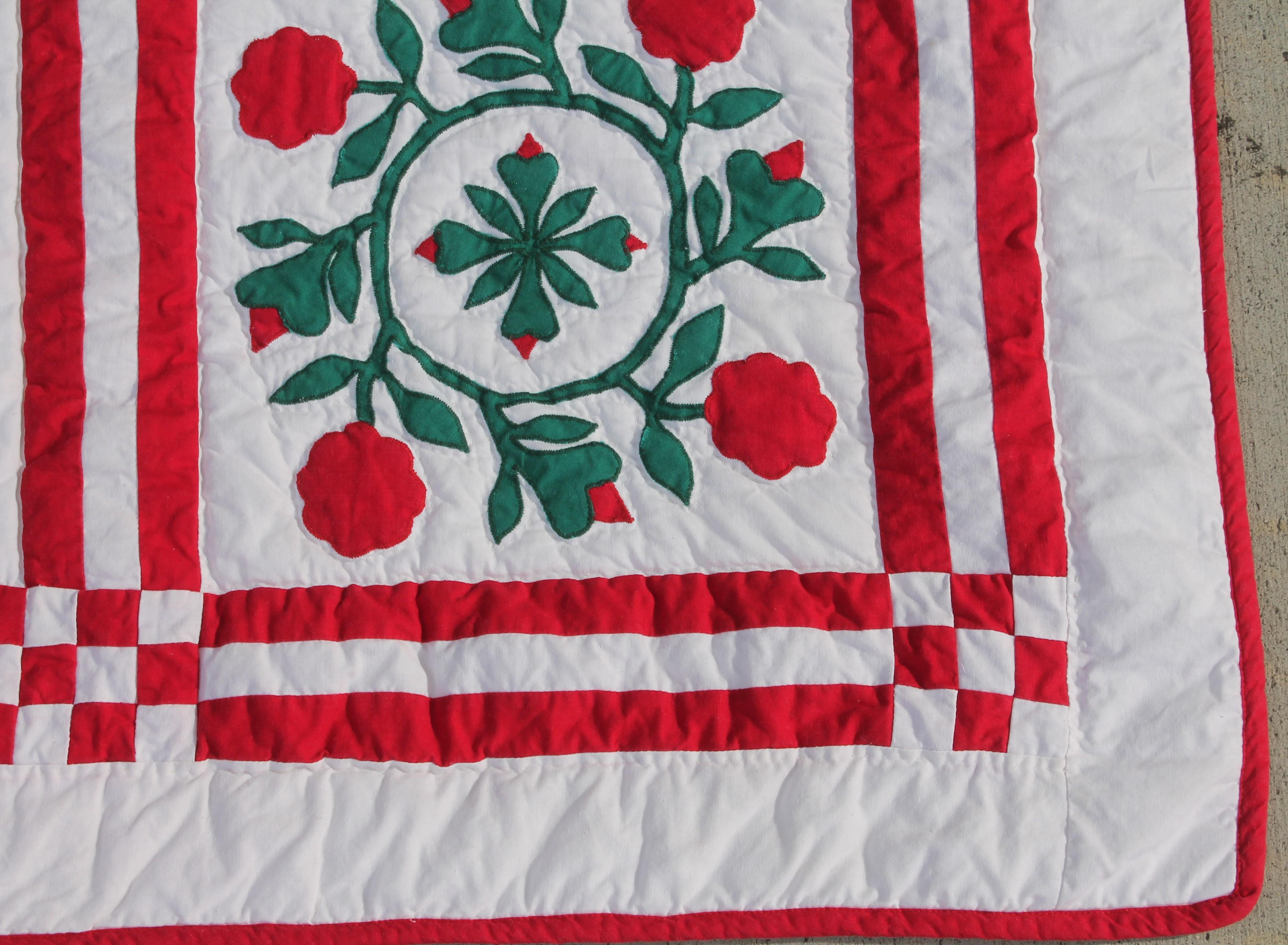 Perfect quilt for the holidays. This sampler quilt is handmade and in perfect condition. Beautiful hand made with holiday colors.