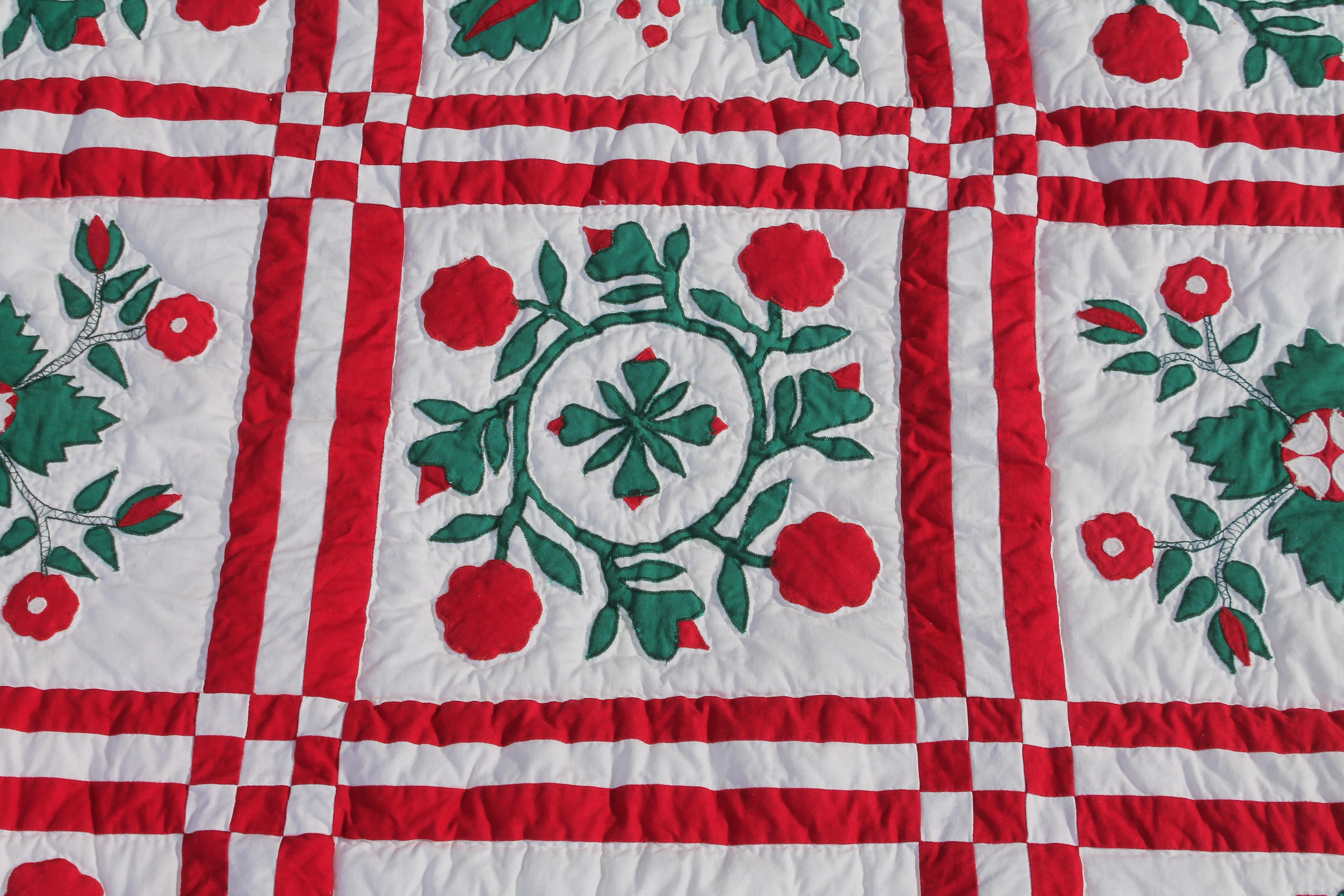 Country Red and Green Sampler Crib Quilt