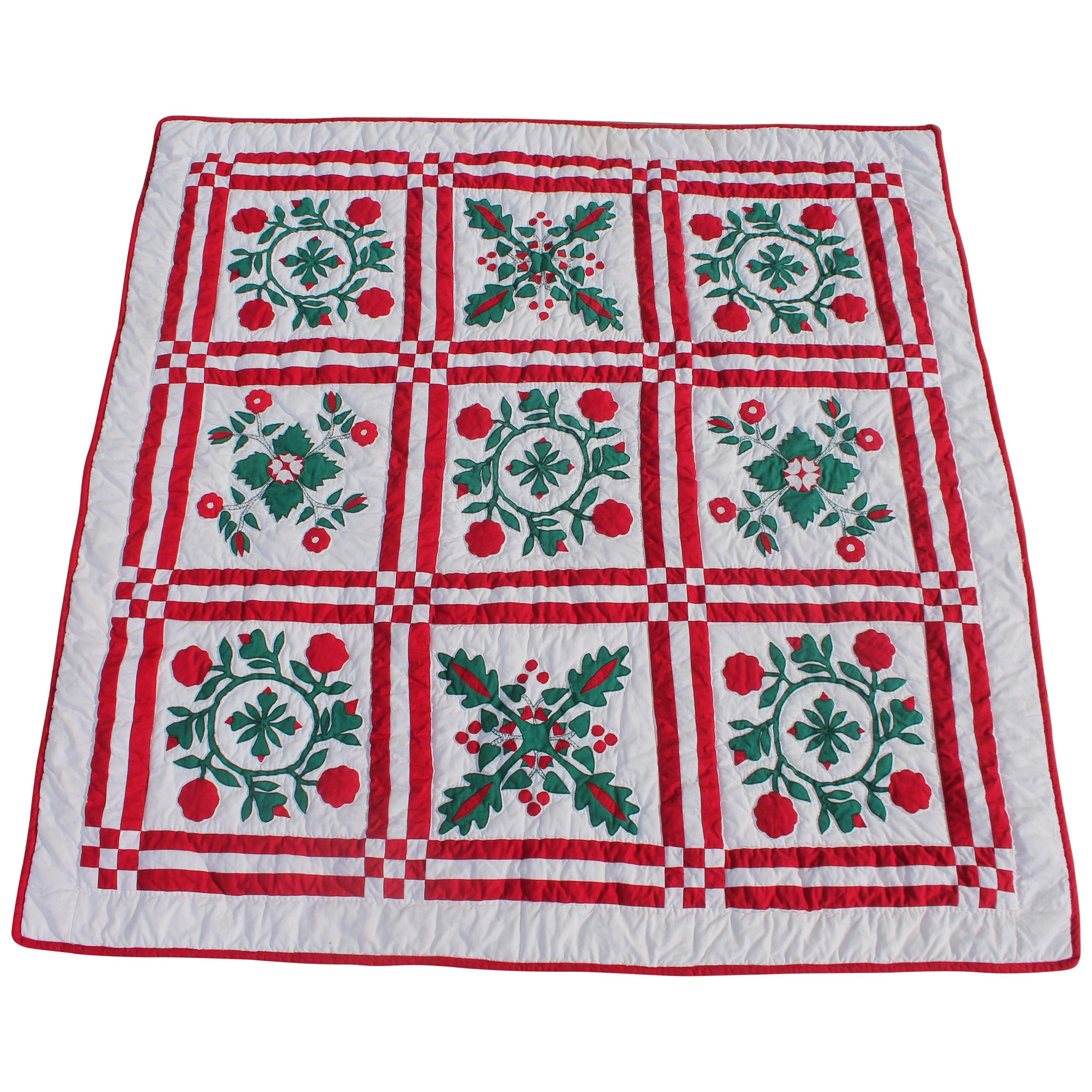 Red and Green Sampler Crib Quilt