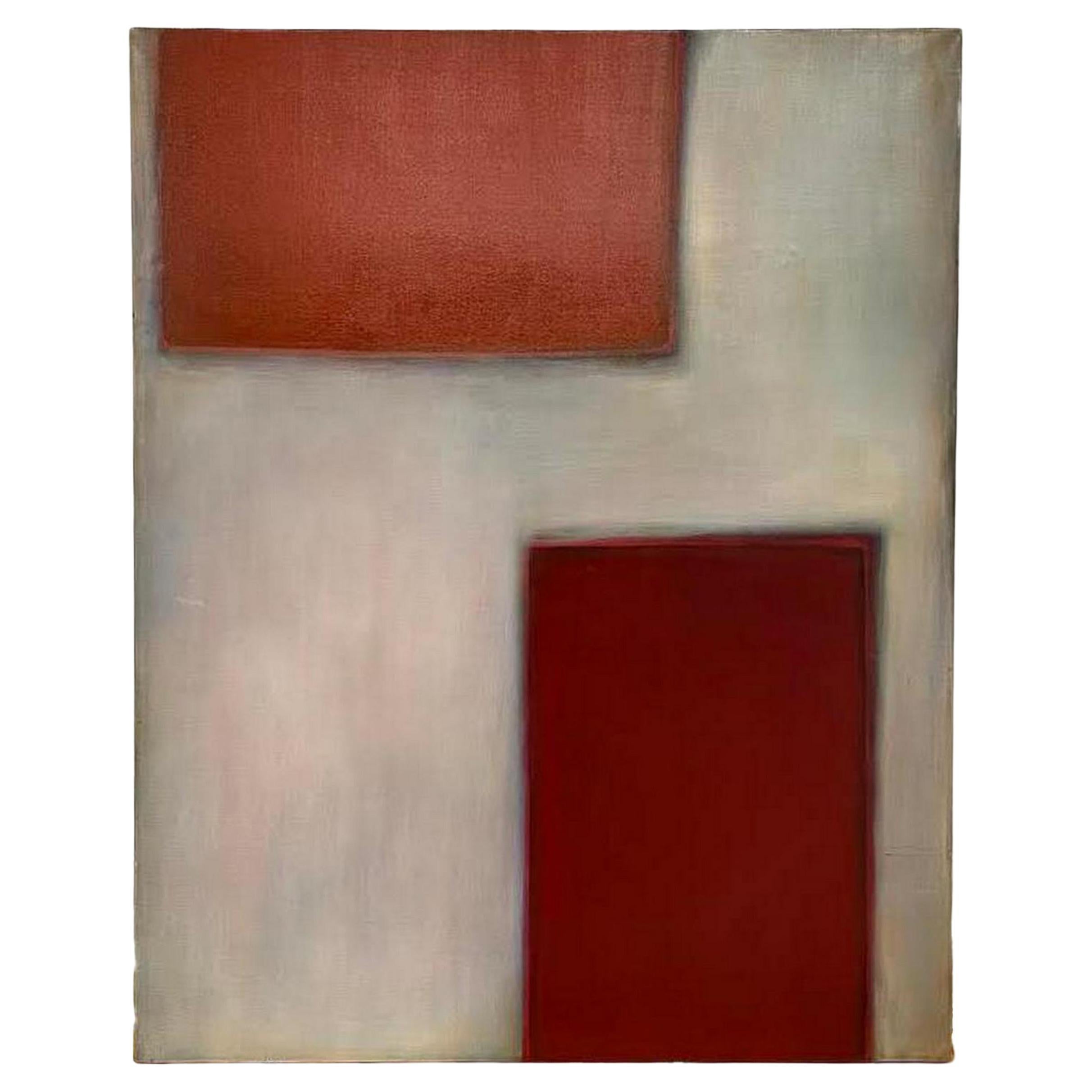 Red and Grey Abstract Oil Painting by Lutz