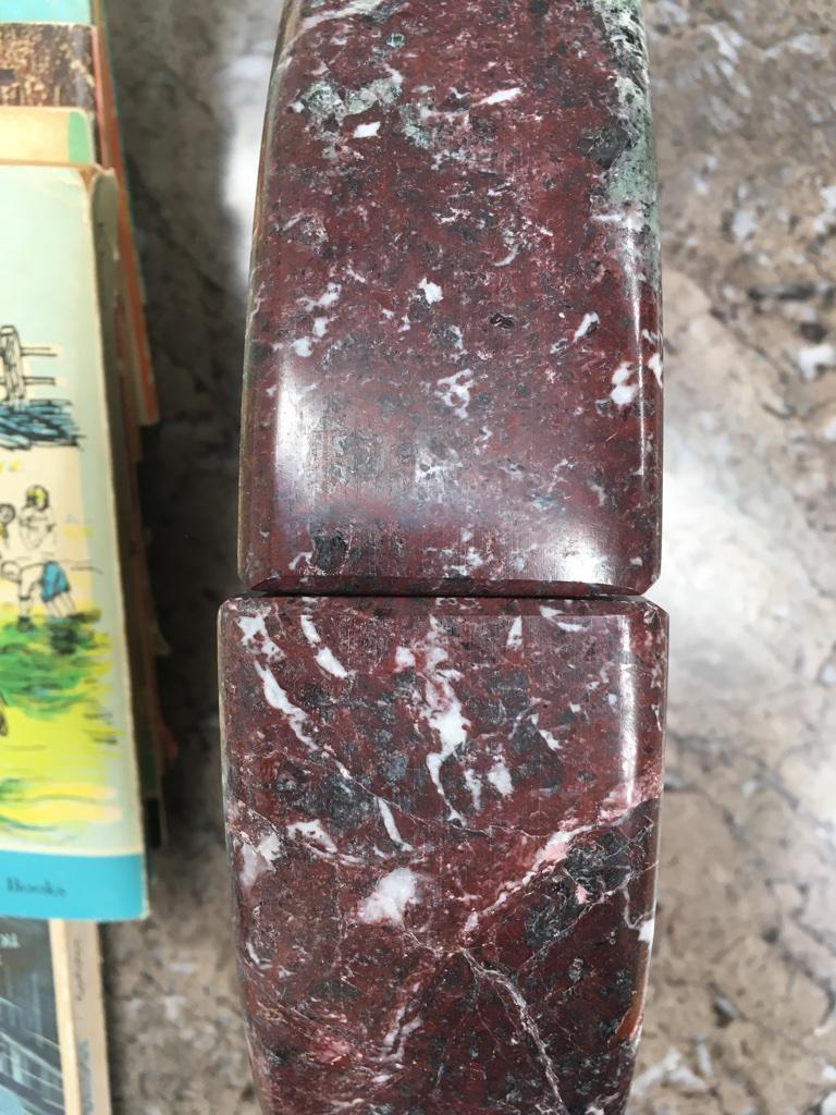 Red and Grey-Green Marble Bookends 1990s Postmodern Memphis 9