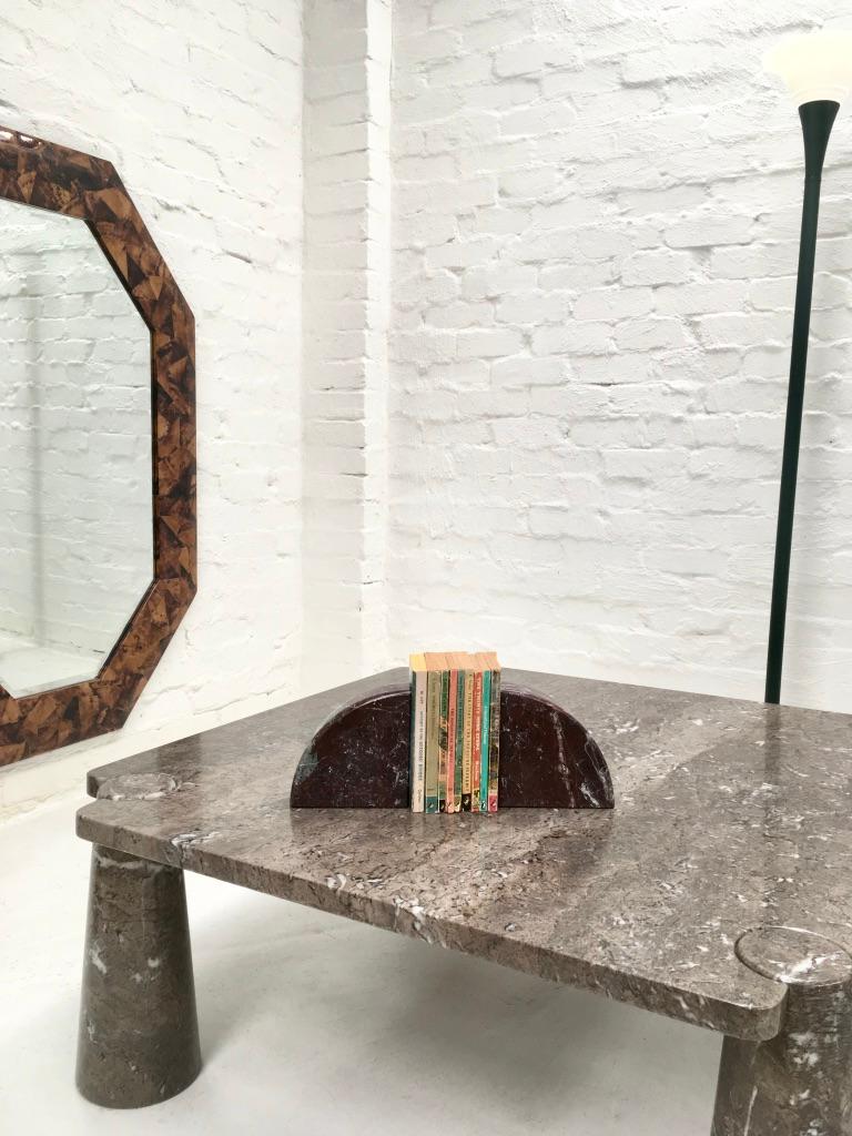 Late 20th Century Red and Grey-Green Marble Bookends 1990s Postmodern Memphis