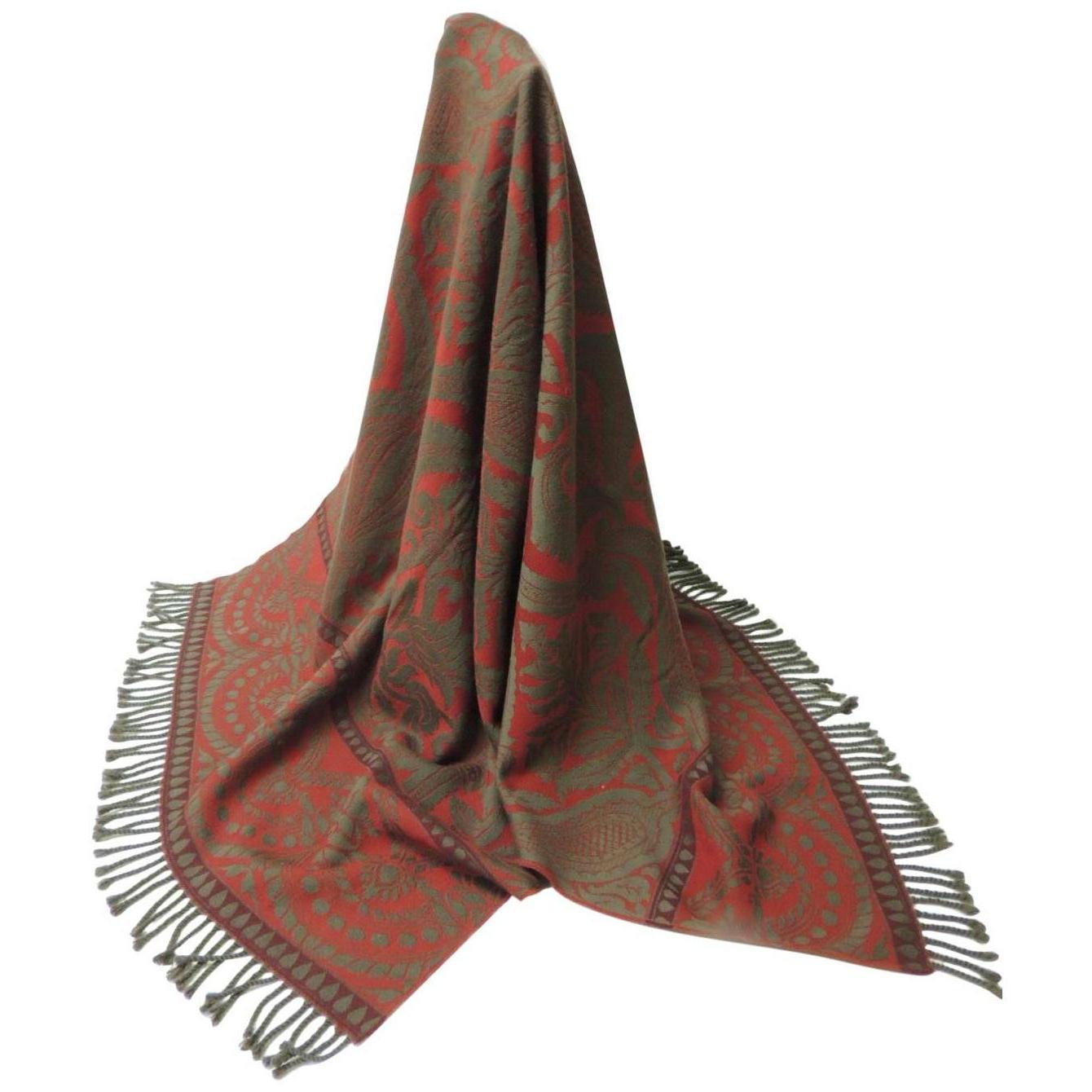 Red and Grey Hand Loomed Cashmere Anichini Throw