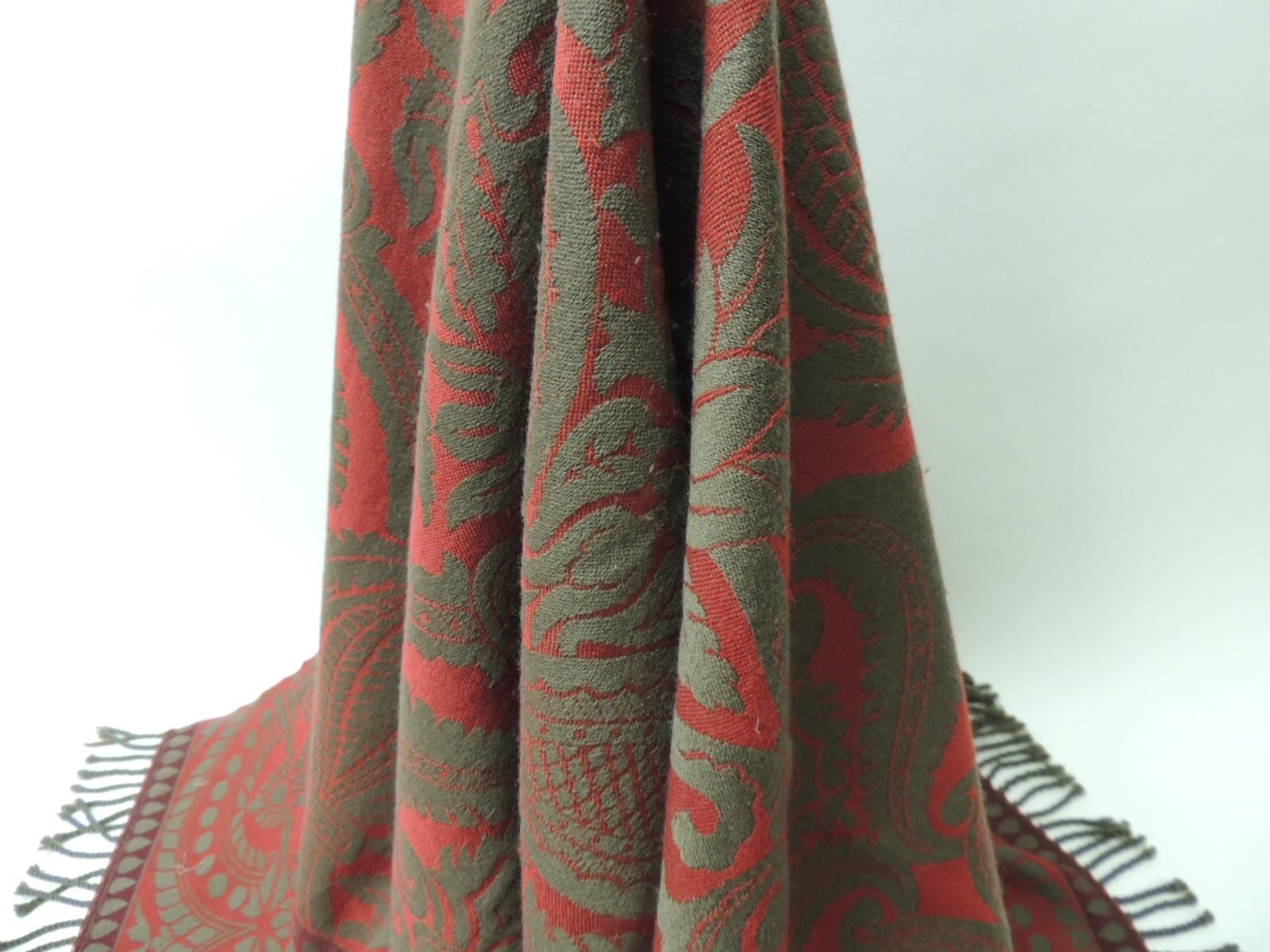 Hand-Crafted Red and Grey Hand Loomed Fine Wool Anichini Throw