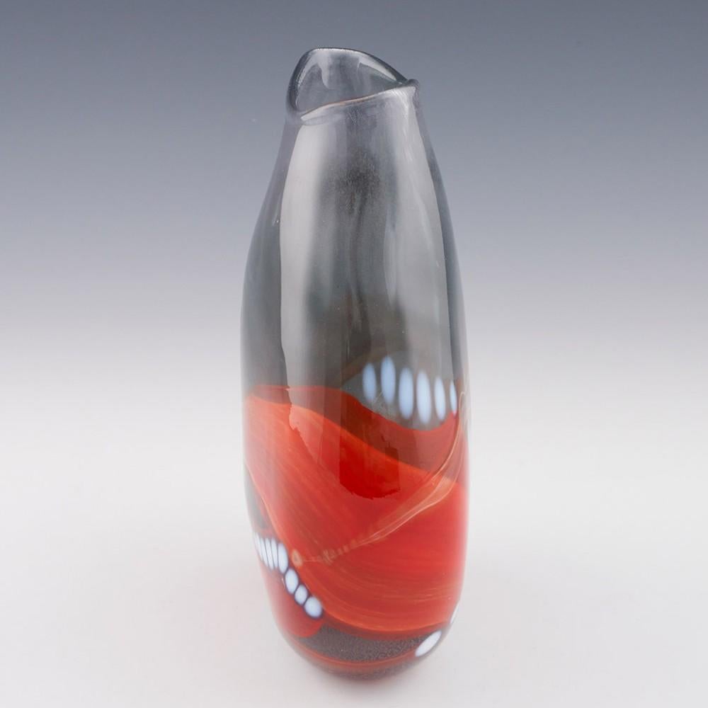 English Red and Grey in Flow Studio Glass Vase by Siddy Langley
