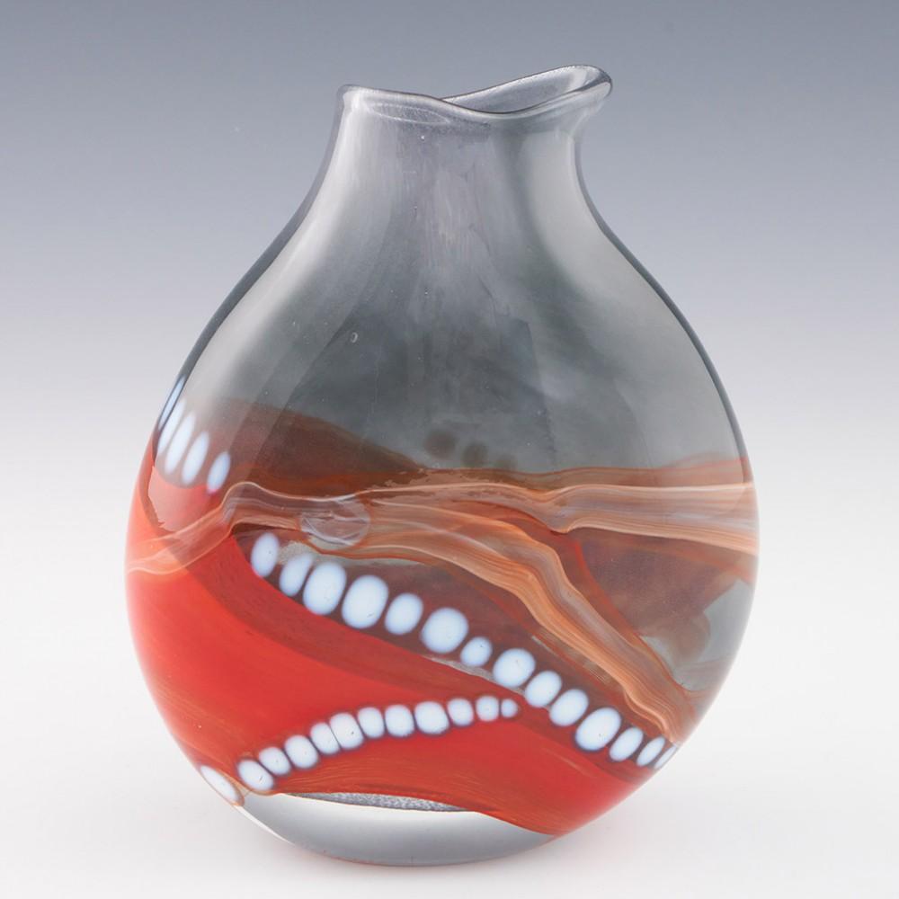 Red and Grey in Flow Studio Glass Vase by Siddy Langley In New Condition In Forest Row, East Sussex