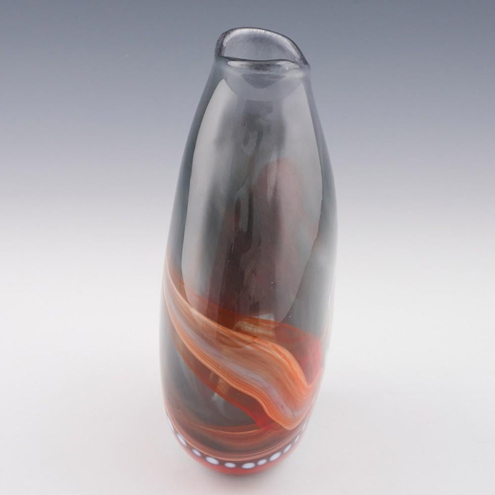 Contemporary Red and Grey in Flow Studio Glass Vase by Siddy Langley