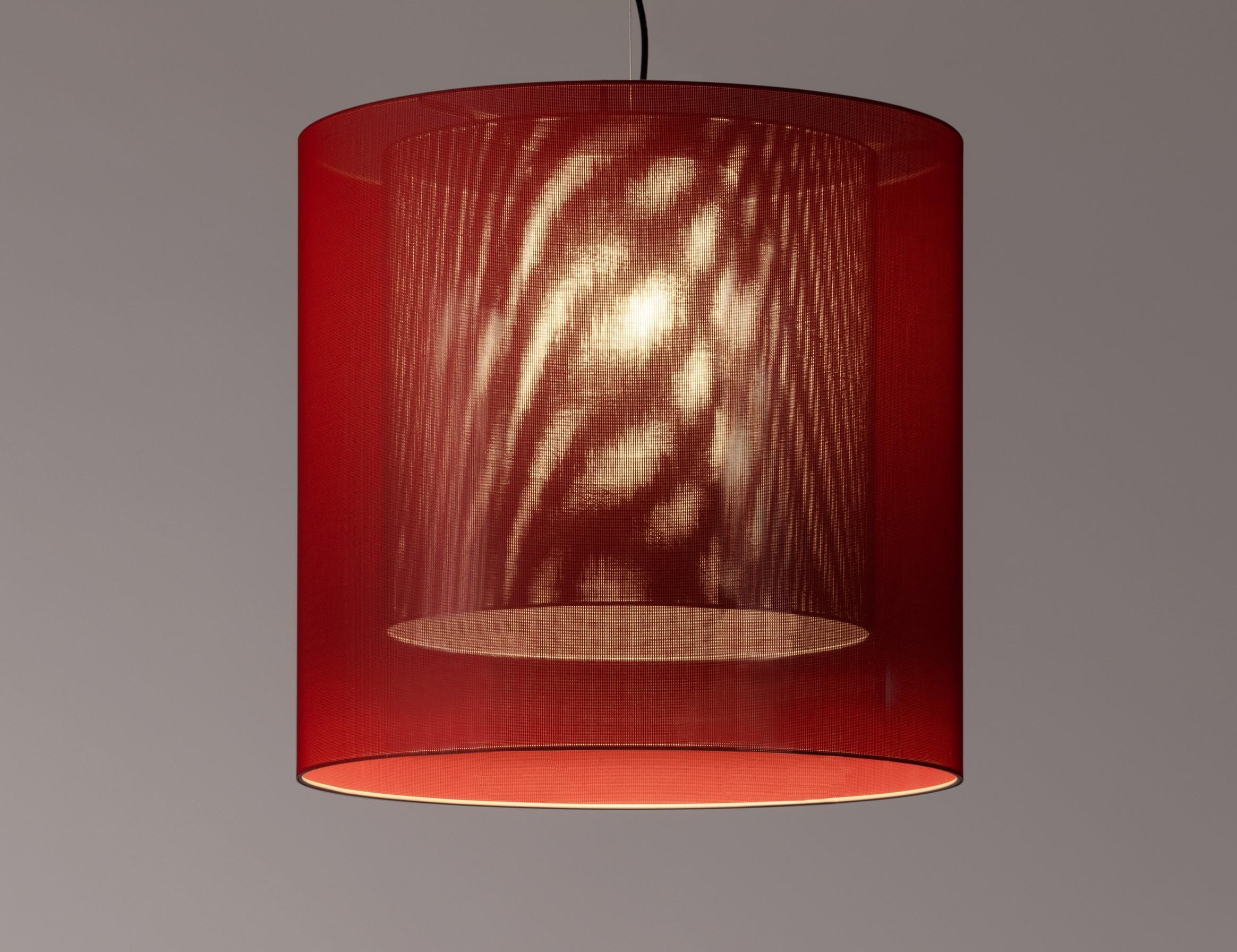 Modern Red and Grey Moaré LM Pendant Lamp by Antoni Arola For Sale