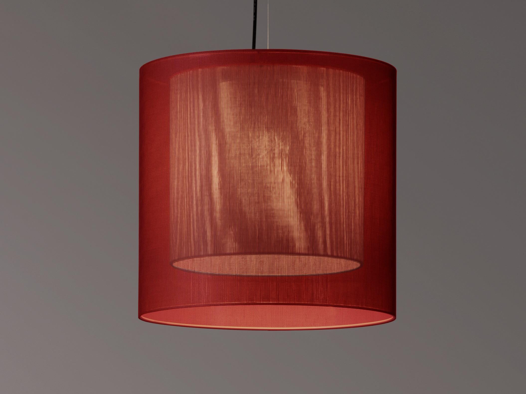 Modern Red and Grey Moaré MS Pendant Lamp by Antoni Arola For Sale