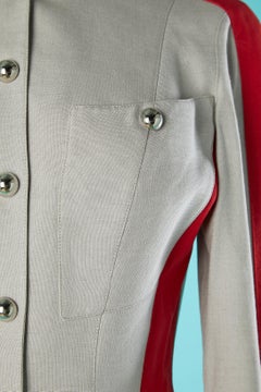 Red and grey skirt-suit officer's style Thierry  Mugler Circa 1980's