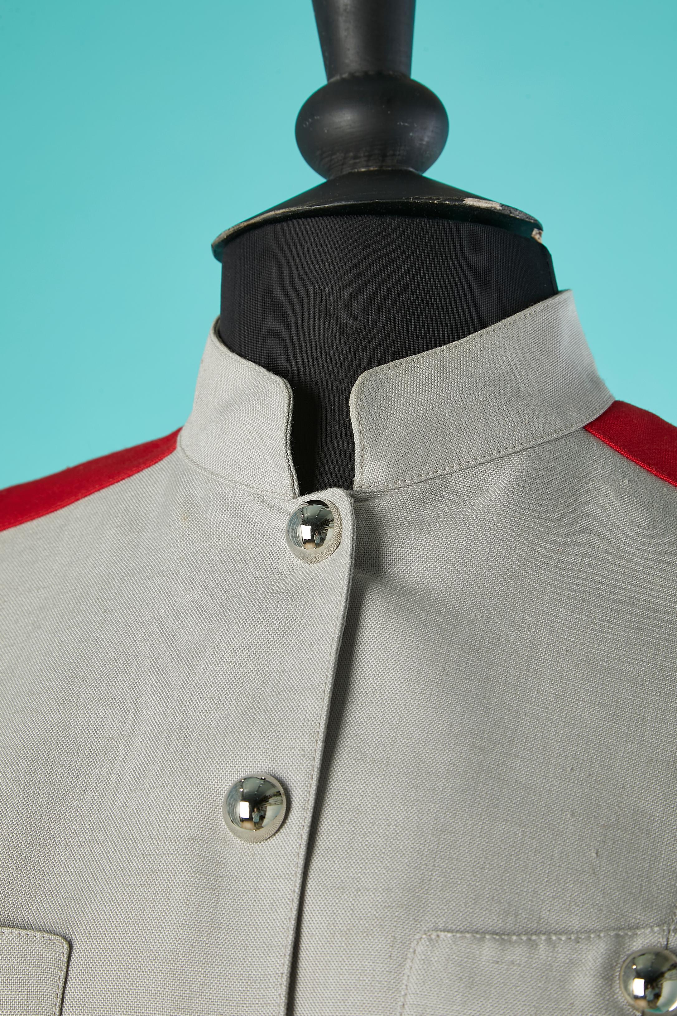 Grigio Gonna-suit rossa e grigia stile ufficiale Thierry  Mugler, circa anni '80 in vendita