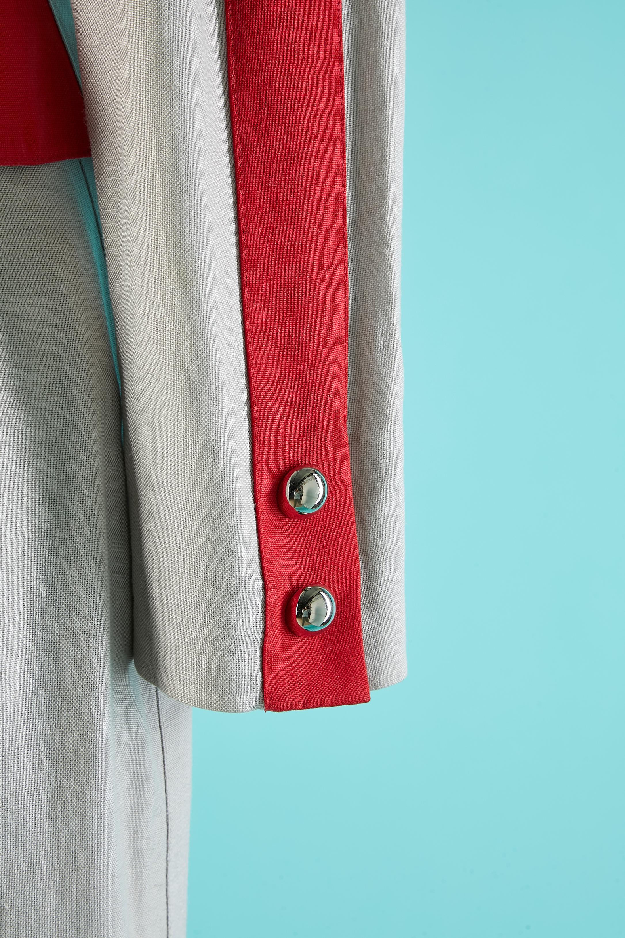 Combinaison jupe rouge et grise style officier Thierry  Mugler des années 1980  Pour femmes en vente