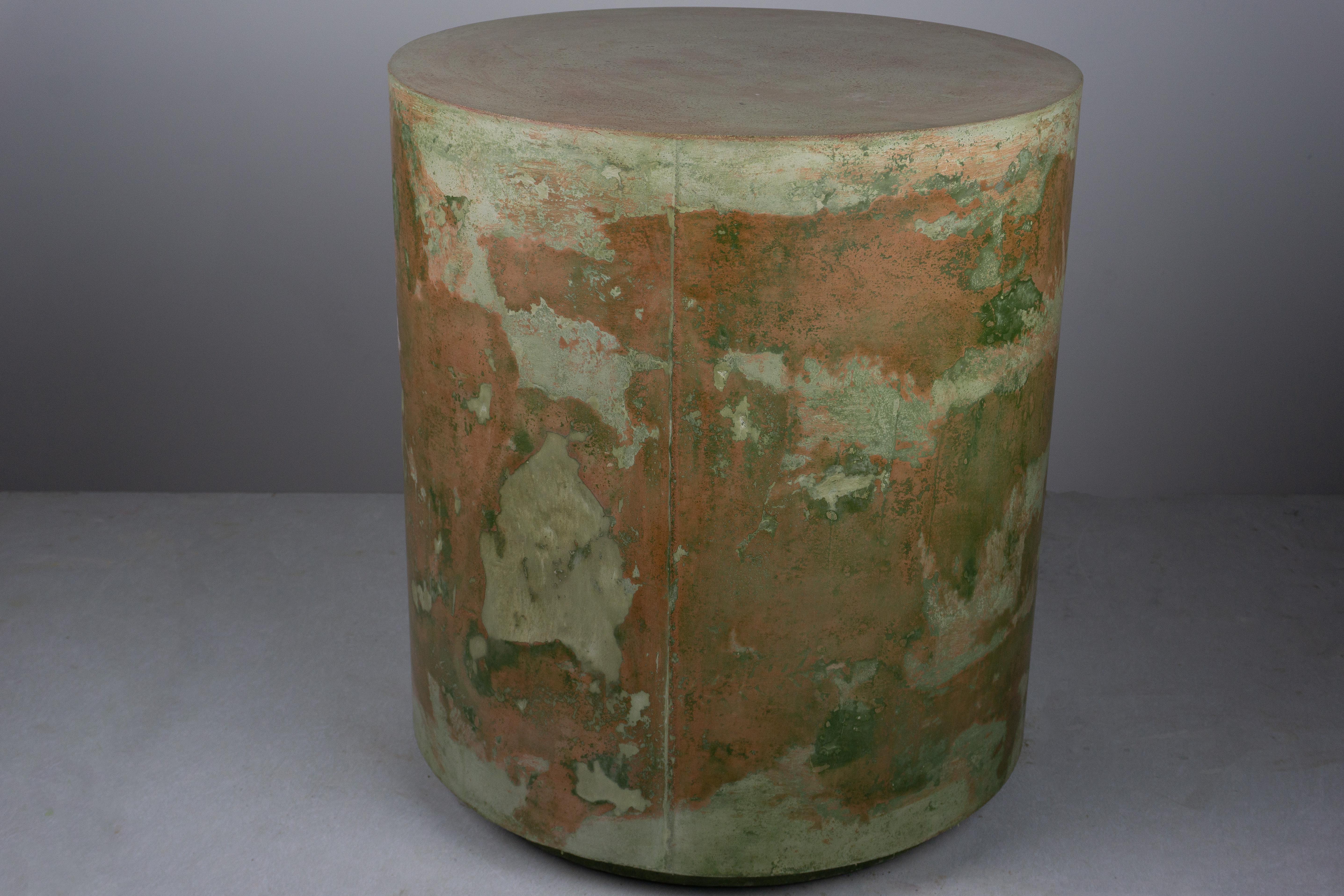 American Abstract Round Concrete Side Table, 'Ares Venetian'