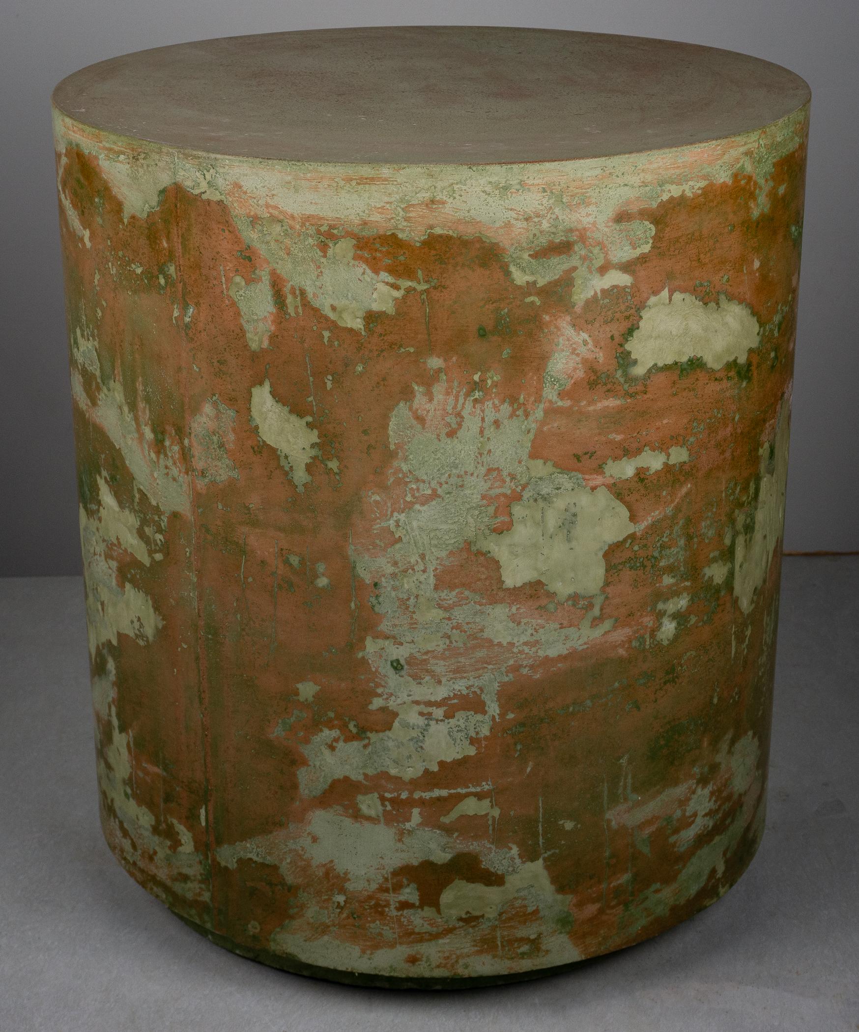 Post-Modern Abstract Round Concrete Side Table, 'Ares Venetian'