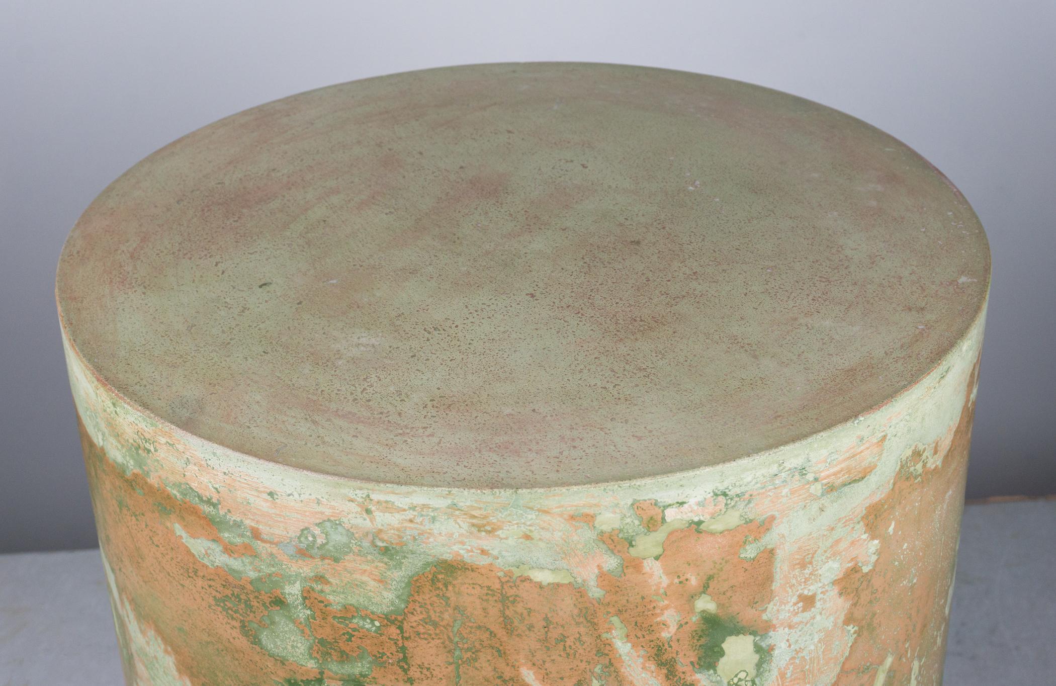 Hand-Crafted Abstract Round Concrete Side Table, 'Ares Venetian'