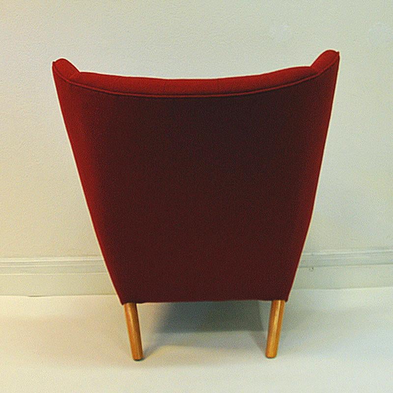 Lovely and large Scandinavian Red and Black Wingback Armchair 1950s For Sale 7