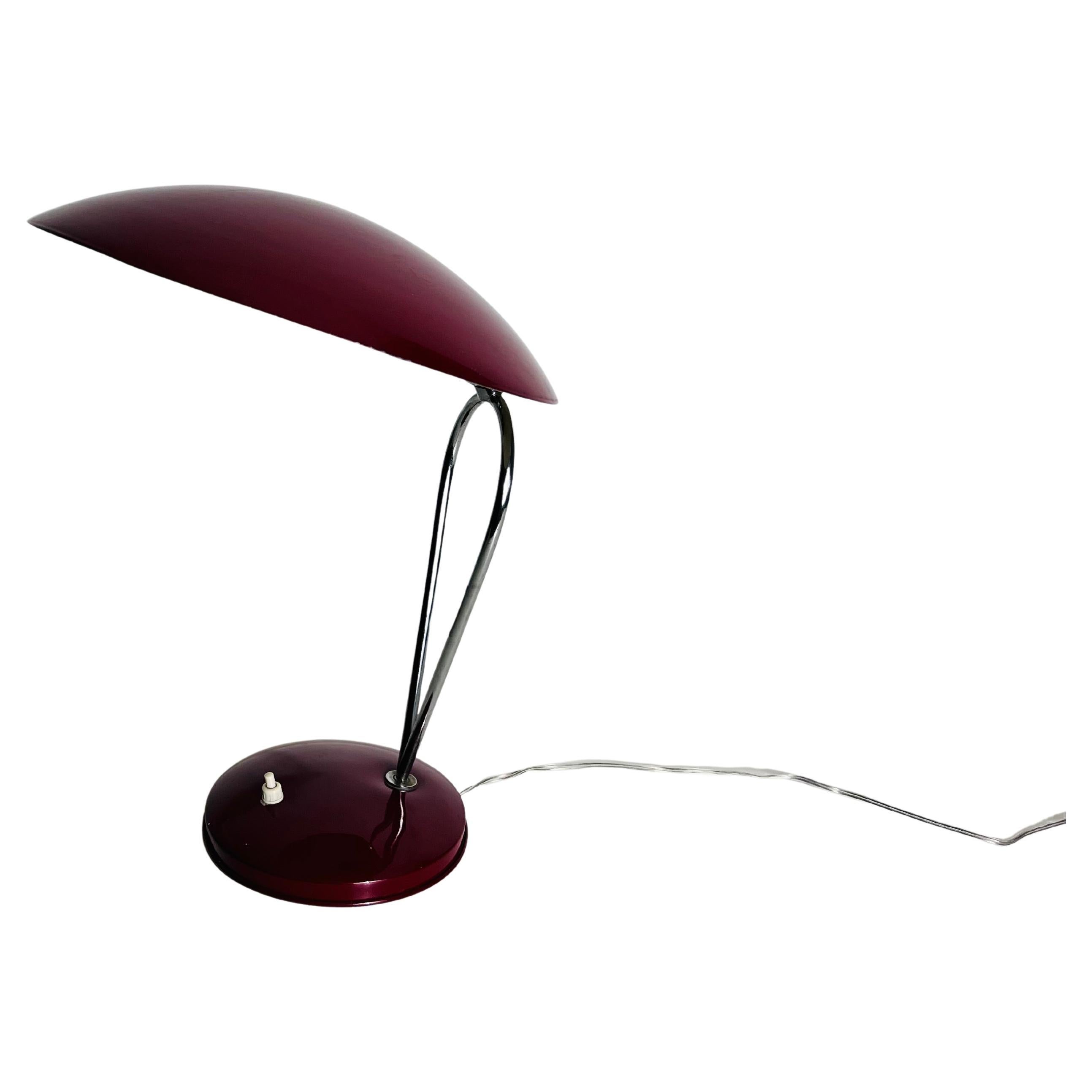 Red and Metal Table Lamp, 1960s, Italy