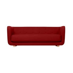 Red and Natural Oak Raf Simons Vidar 3 Vilhelm Sofa by Lassen