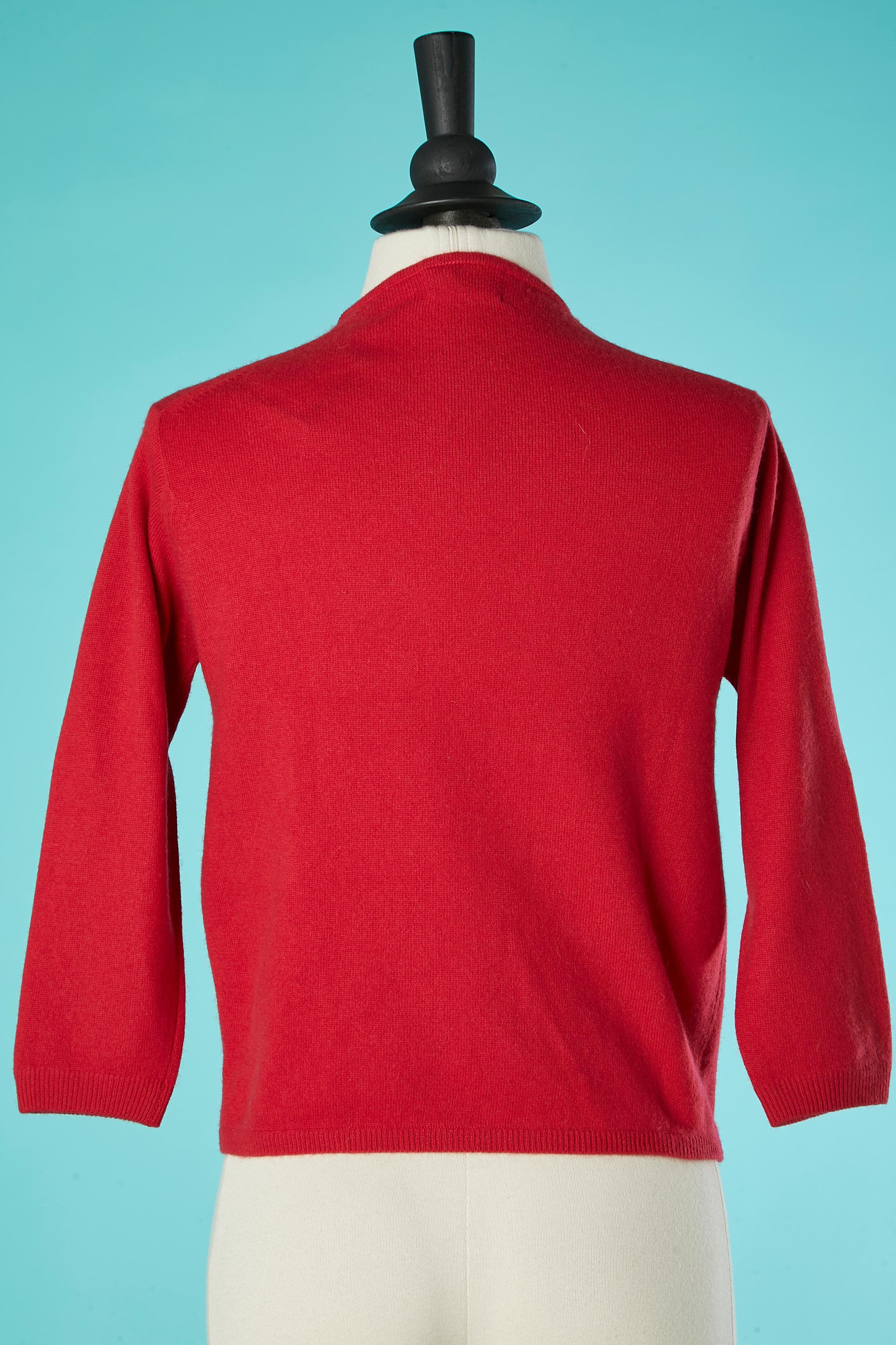 Red and navy blue cashmere sweater with gold metal buttons Roberta Di Camerino  For Sale 1