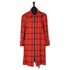 Vintage Red and navy check plaid coat Bill Blass Signature 