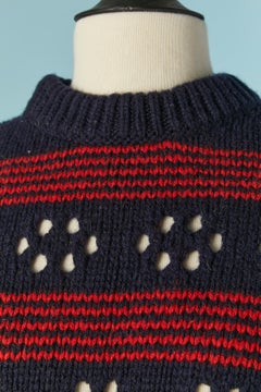 Red and navy jacquard wool sweater Miu-Miu