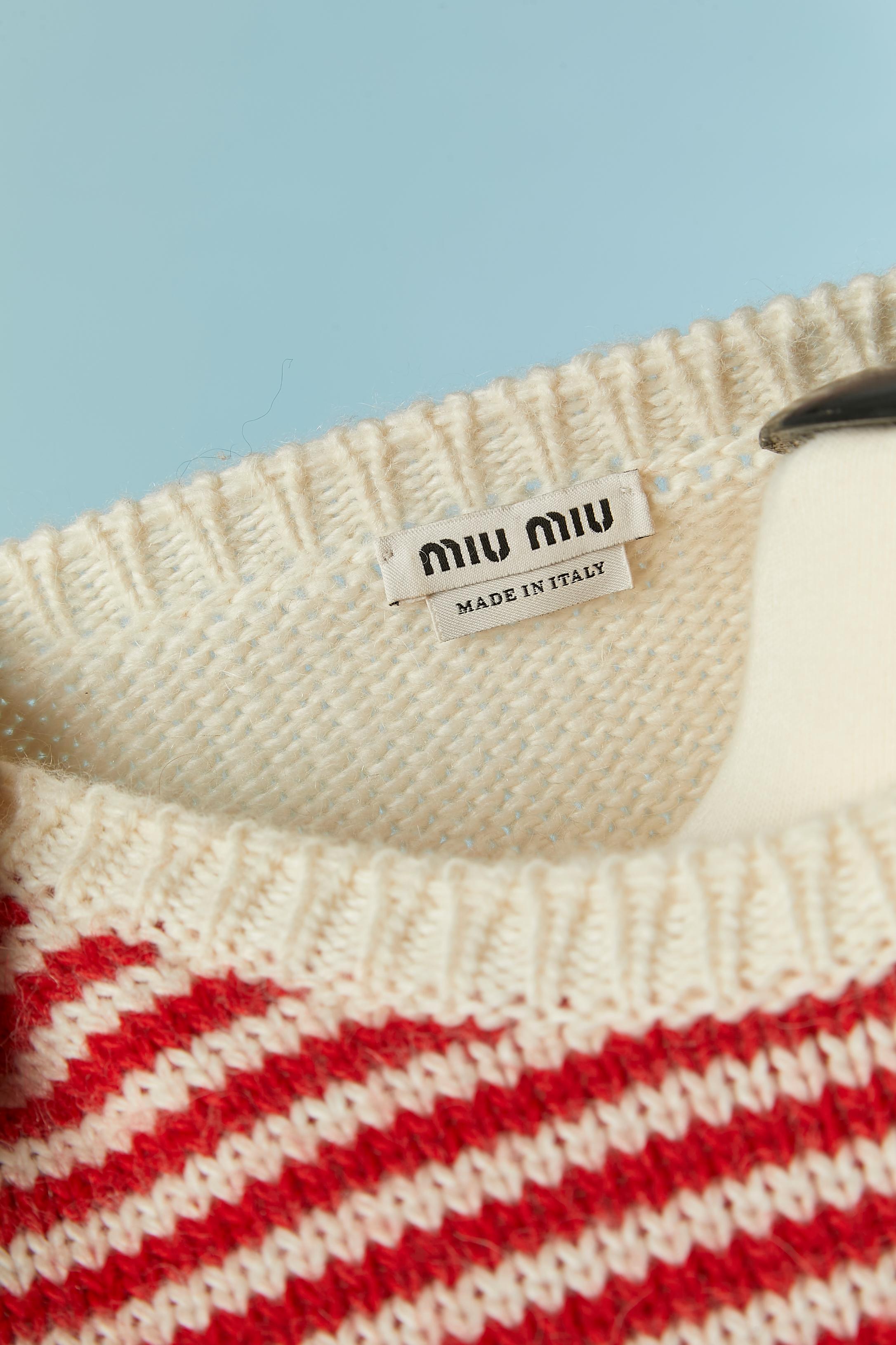 Pull jacquard en maille rouge et Off-White Miu-Miu Pour femmes en vente