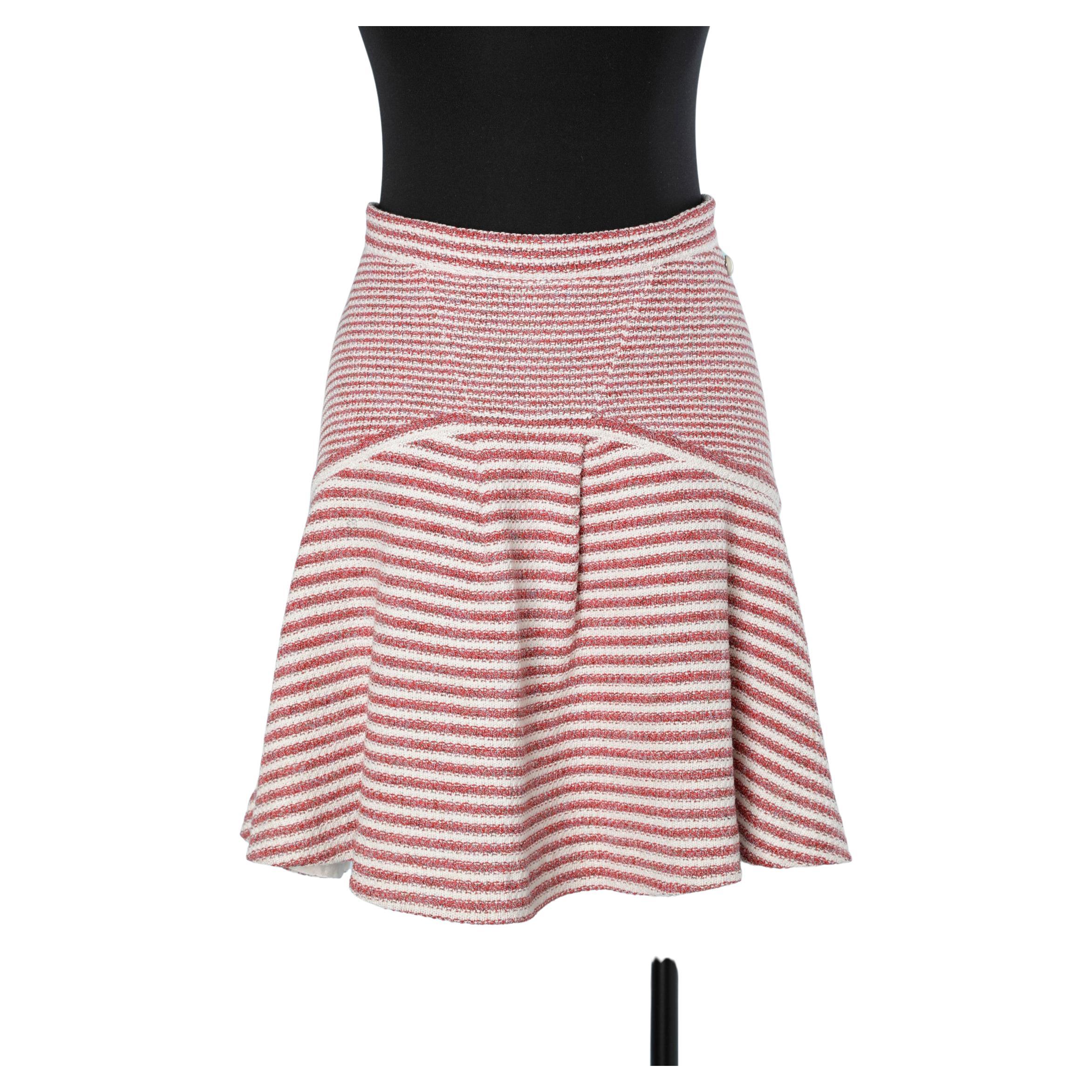 Red and off-white  knit skirt Chanel For Sale