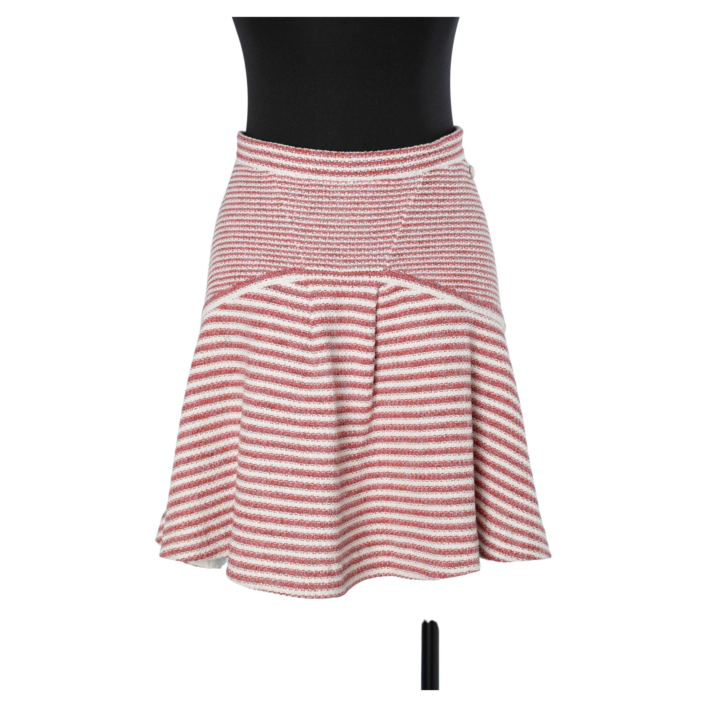 Red and off-white  knit skirt Chanel  For Sale