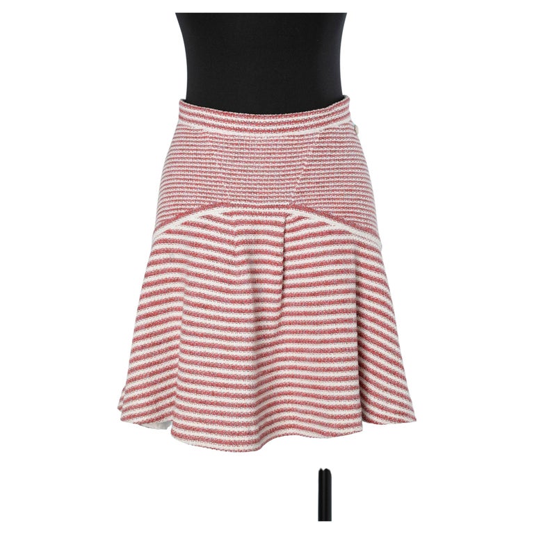 Red and off-white knit skirt Chanel For Sale at 1stDibs
